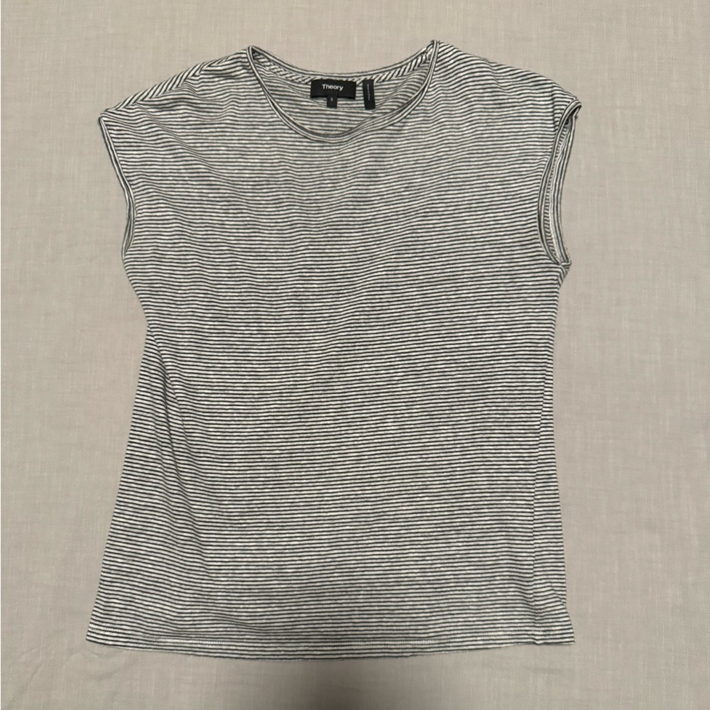 Theory Ginala Linen Stripe Tee